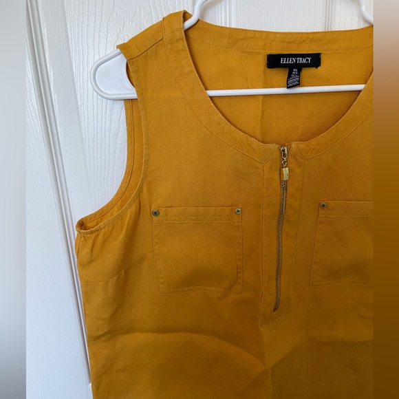 Ellen Tracy | Size Large | Mustard Yellow Linen Blouse | - Picture 7 of 7